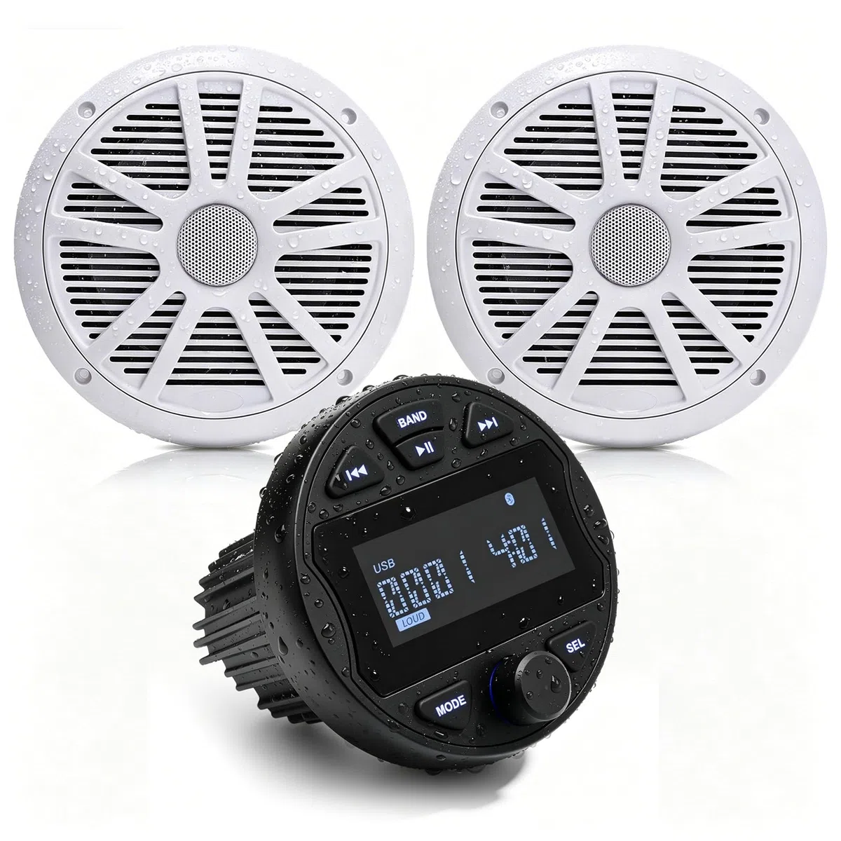 Récepteur Stéréo Marin MP3 Equipement Bateau étanche avec 2 Haut Parleurs