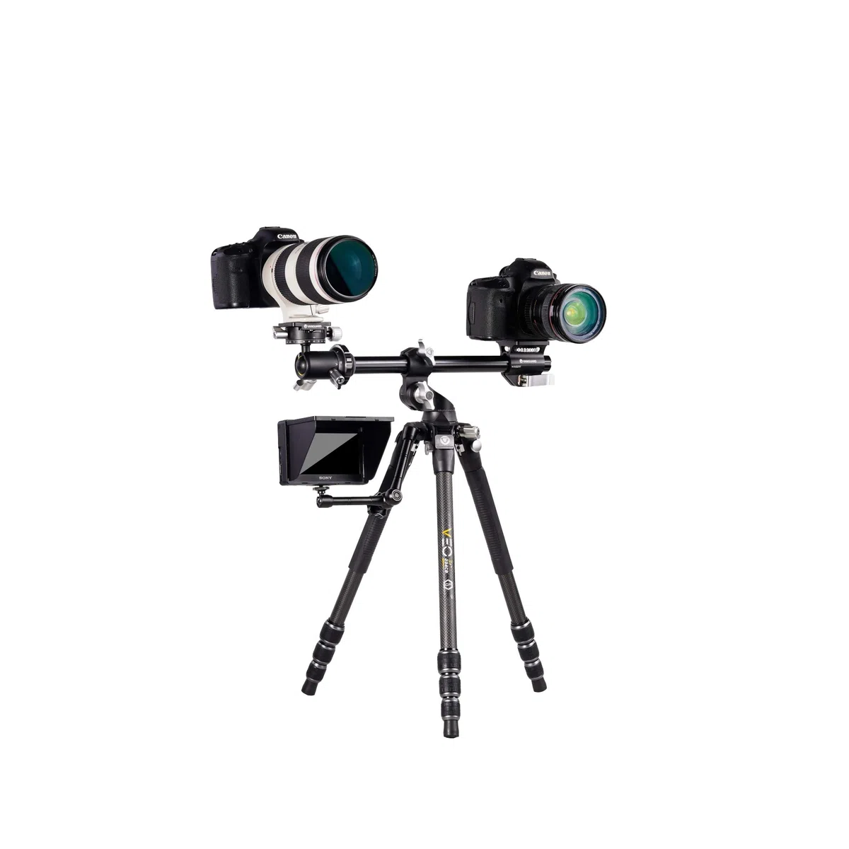Vanguard VEO3T+264CB Trépied de voyage en fibre de carbone avec tête sphérique et colonne centrale multi-angle pour tirs aériens