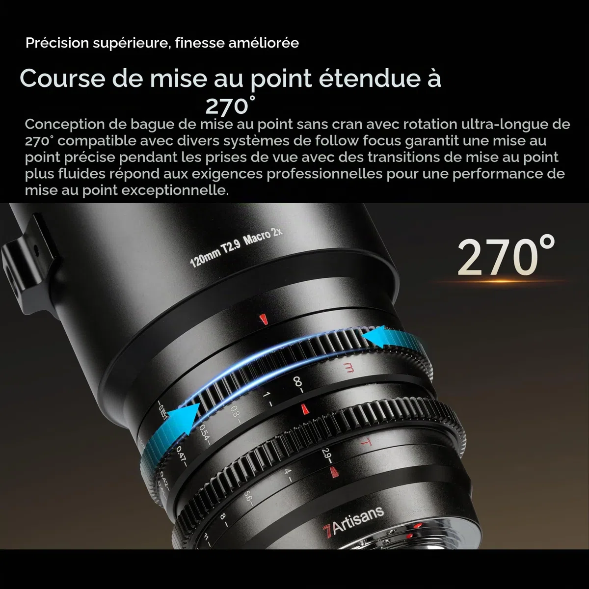 Objectif cinéma Macro 7artisans 120 mm T2.9 2X, Mise au Point Fixe Manuelle, Compatible avec la Monture Canon EOS-R, série EOS R, R1, R3, R52, R62, R6, R10, R50