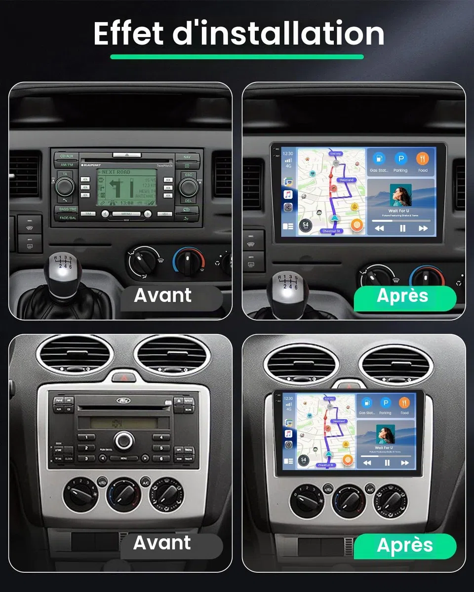 Roinvou 4G+128G Android 15 Autoradio pour Ford Transit 2009-2016, 9''