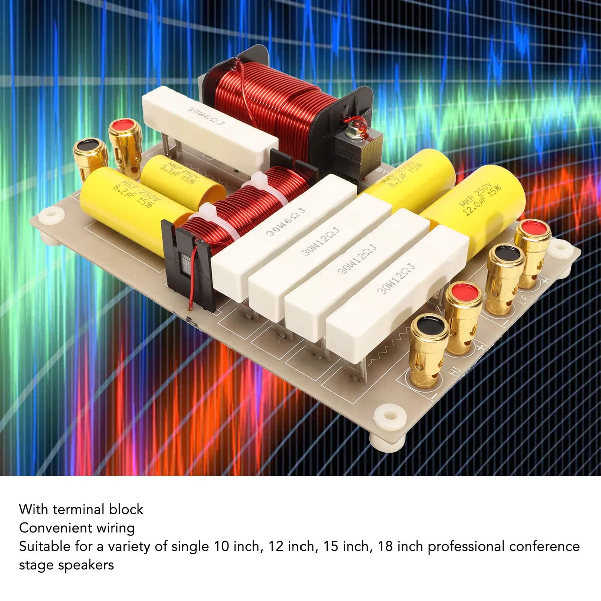 Crossover pour Enceintes Hi-FI 800W, Crossover 2 Voies avec contrôle du Tweeter et des Basses, Crossover Professionnel Haute Puissance pour Enceintes de scène.