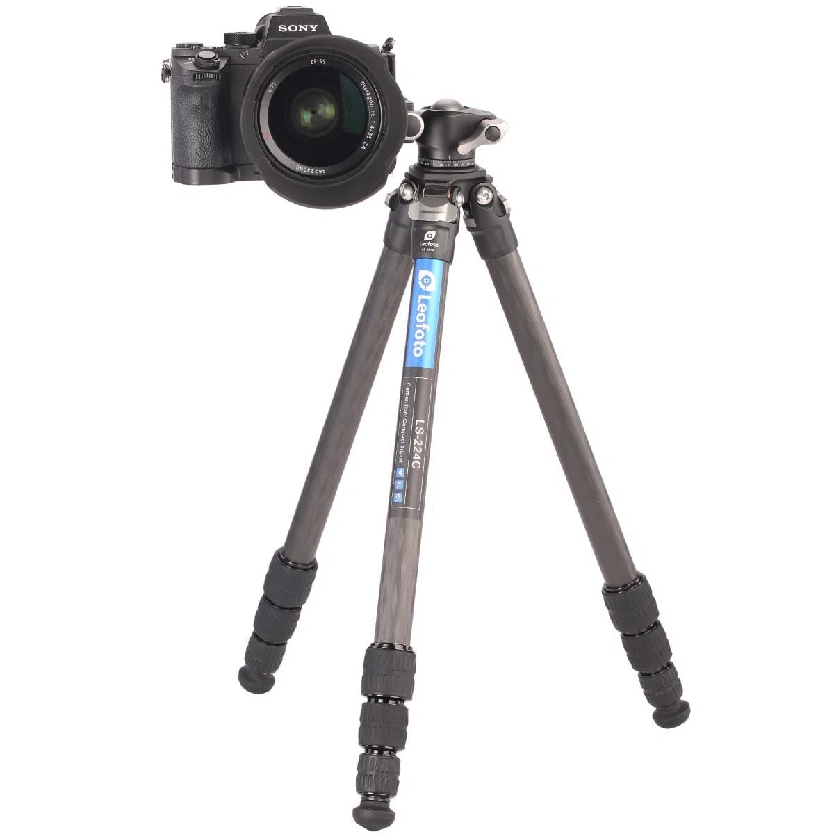 Leofoto - Ranger - Trépied en Carbone pour appareils Photo - Tête à rotule Incluse - Capacité de Charge de 6kg - Pieds Extensibles - Hauteur: 5,7 cm - 109 cm - LS-224C + Tête à rotule LH-25