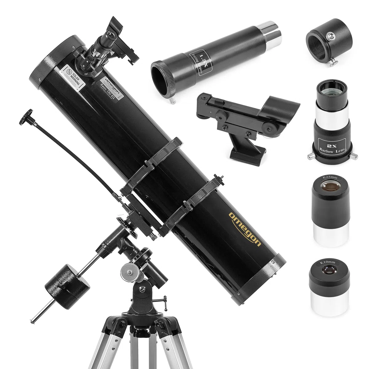 Télescope Omegon N 130/920 EQ-2 | Monture EQ-2 | pour Les débutants en Observation astronomique | Idéal pour la Lune et Les planètes | Télescope d'astronomie | Nombreux Accessoires