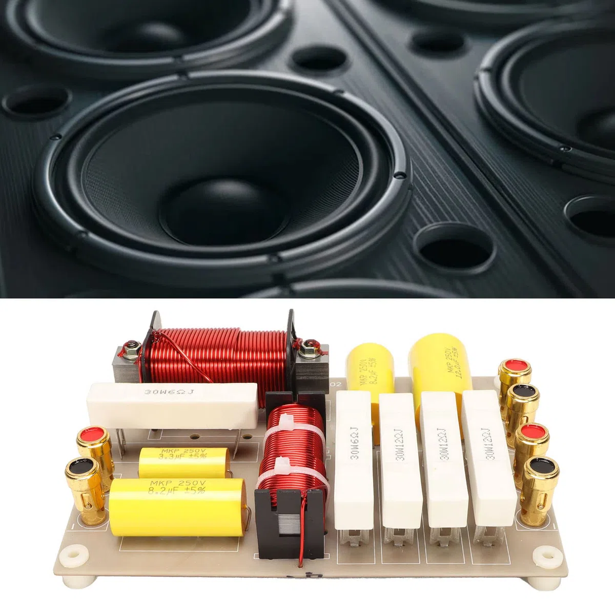 Crossover pour Enceintes Hi-FI 800W, Crossover 2 Voies avec contrôle du Tweeter et des Basses, Crossover Professionnel Haute Puissance pour Enceintes de scène.