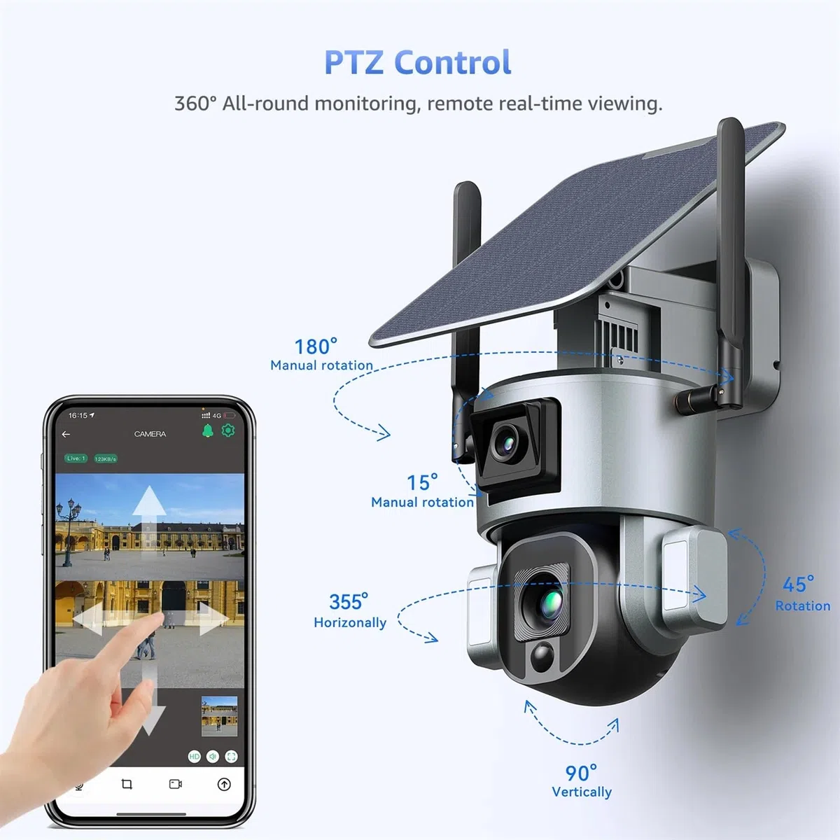 Caméra de sécurité, Caméra Solaire extérieure 4G 8MP 4K Double écran 10X Zoom Optique bidirectionnel Audio Couleur Vision Nocturne CCTV caméra IP de Surveillance(4G 4XZoom No Card)