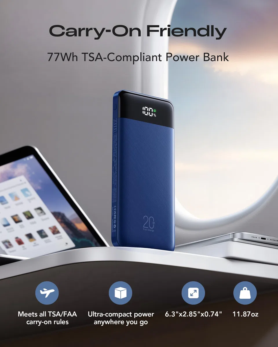 Orfeika Batterie externe 20 000 mAh, chargeur portable avec 4 câbles intégrés
