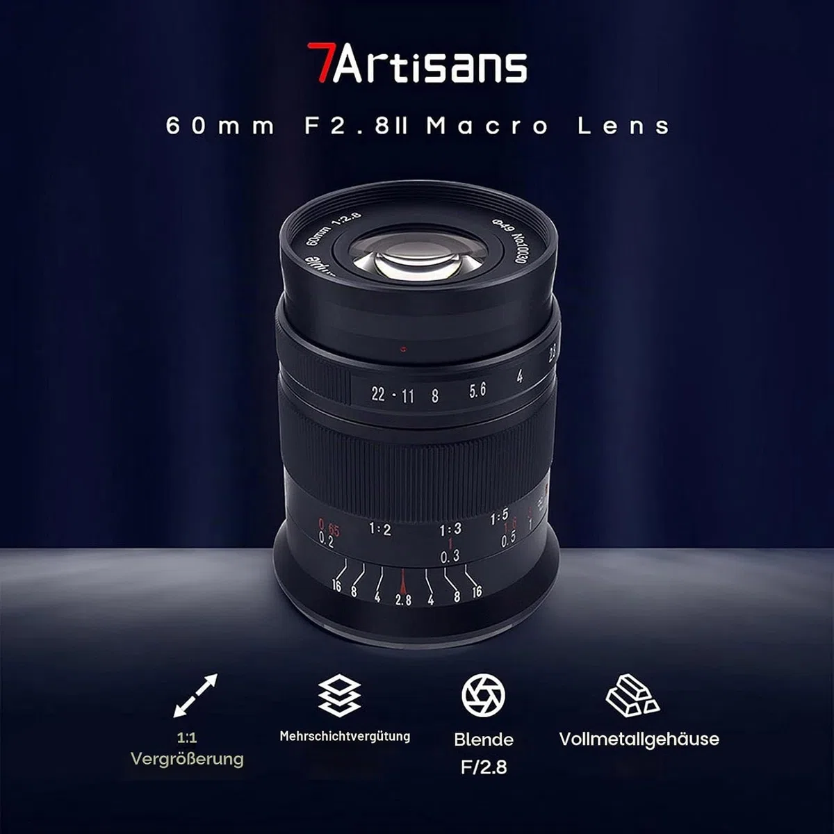 7artisans 60mm F2.8 II V2.0 Objectif Macro APS-C, Compatible avec Les appareils Photo Fuji X-Mount Appareils Photo X-A1 X-A10 X-A2 X-A3 A-at X-M1 XM2 X-T1 X-T3 X -T10 X-T2 X-T20 X-T30 X-Pro1 X-Pro2
