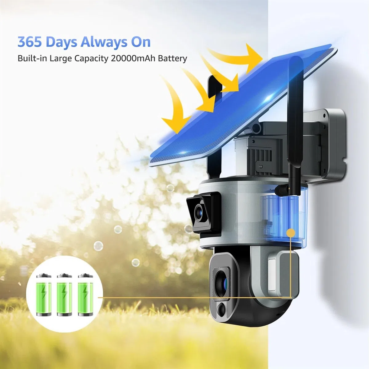 Caméra de Surveillancem 8MP 4G caméra Solaire sans Fil 4K Double Objectif 4X 10X Panneau détection Humaine PTZ Surveillance extérieure