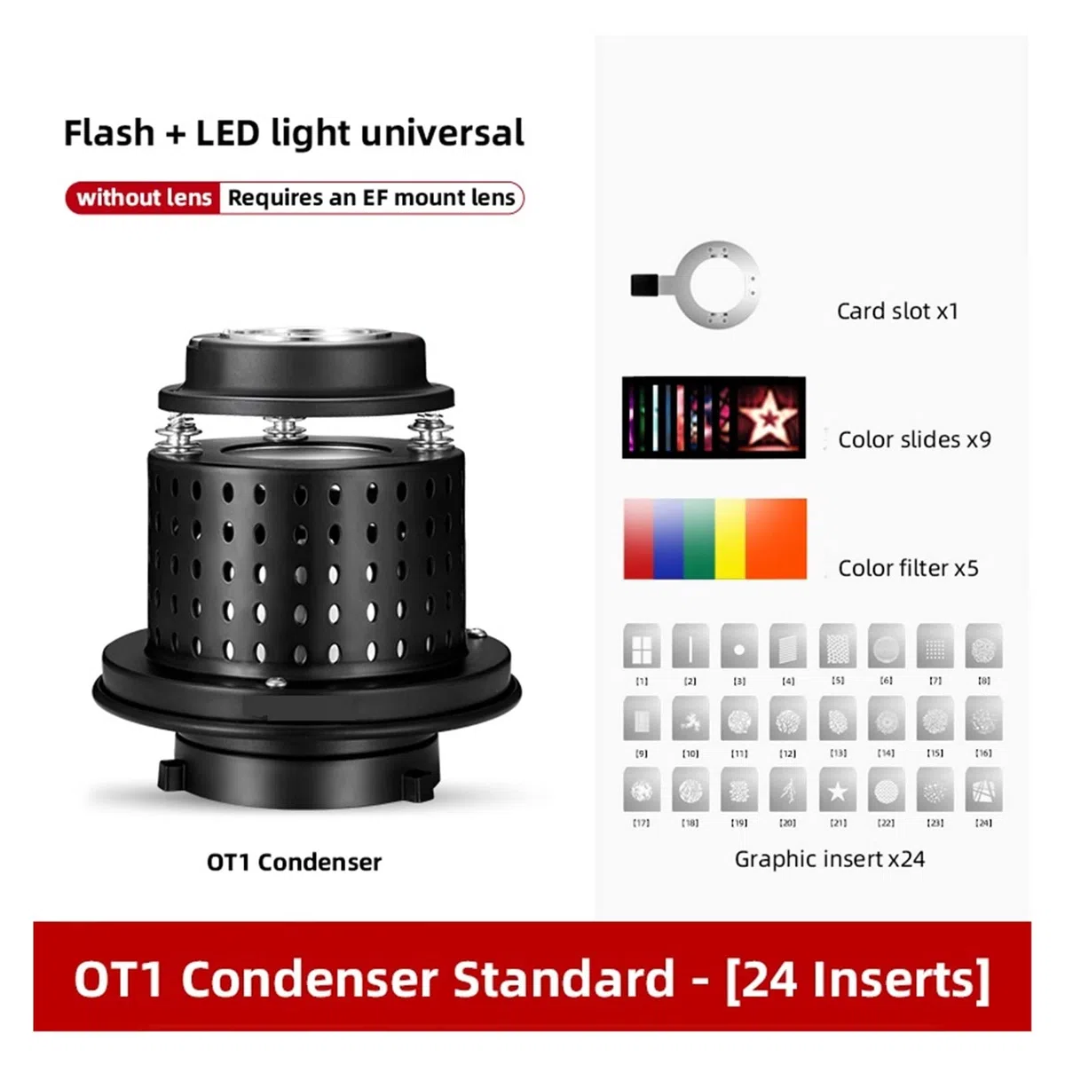 OT1 Focalize Conical Snoots Photo Optique Condensateur Art Effets Spéciaux en Forme De Faisceau De Lumière Cylindre for Mont Flash Light(Grey)